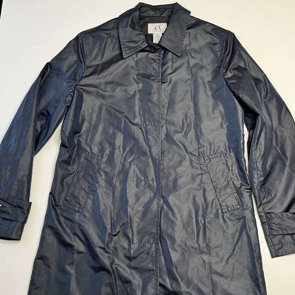 Armani Exchange Women’s Navy Nylon / Polyester Button  Coat M - Picture 14 of 14